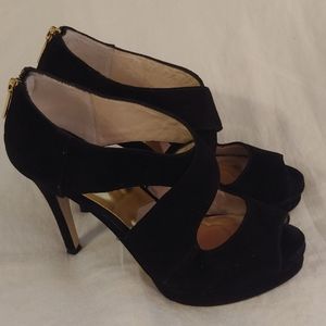 MK Black Felt cross Top/ Peep Toe Stiletto